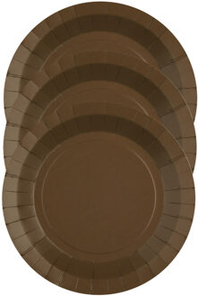 Santex Bordjes karton - 30x - rond - bruin - 22 cm - feestbordjes