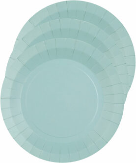 Santex Bordjes karton - 30x - rond - lichtblauw - 22 cm - feestbordjes