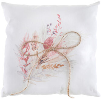 Santex Bruiloft/huwelijk trouwringen kussentje/ringkussen - wit - 18 x 18 cm