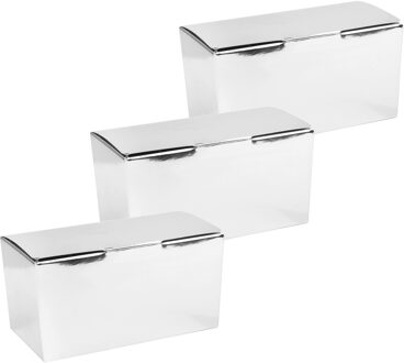 Santex Cadeaudoosje/bonbondoosje - 12 x 6 cm - Bruiloft bedankje - 100x stuks - zilver - 250 gram