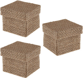 Santex cadeaudoosje Natural - Bruiloft bedankje - 12x stuks - jute - 5 x 5 cm - Cadeaudoosjes Bruin