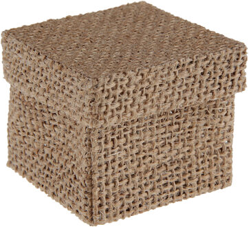 Santex cadeaudoosje Natural - Bruiloft bedankje - 4x stuks - jute - 5 x 5 cm - Cadeaudoosjes Bruin