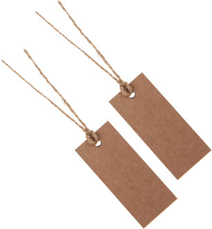 Santex cadeaulabels kraft met lintje - set 24x stuks - bruin - 3 x 7 cm - naam tags - Cadeauversiering