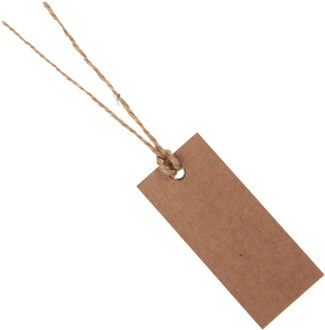 Santex Cadeaulabels met lintje - set 12x stuks - bruin/naturel - 3 x 7 cm - naam tags