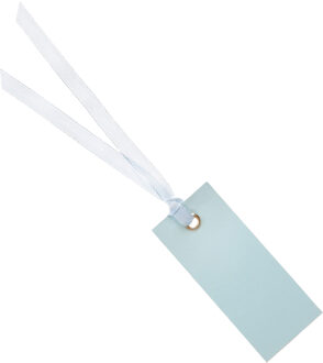 Santex Cadeaulabels met lintje - set 12x stuks - licht blauw - 3 x 7 cm - naam tags