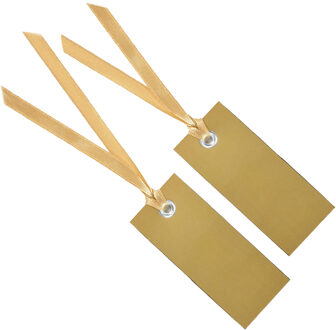 Santex cadeaulabels met lintje - set 24x stuks - goud - 3 x 7 cm - naam tags - Cadeauversiering Goudkleurig