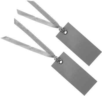 Santex cadeaulabels met lintje - set 24x stuks - grijs - 3 x 7 cm - naam tags - Cadeauversiering