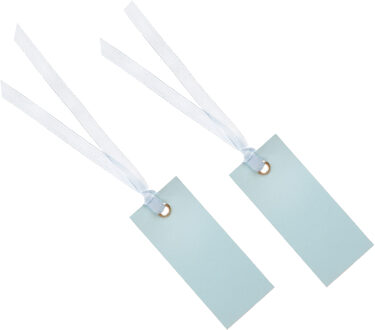 Santex cadeaulabels met lintje - set 24x stuks - licht blauw - 3 x 7 cm - naam tags - Cadeauversiering