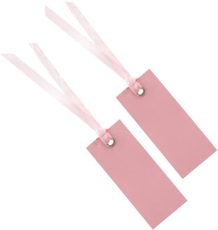 Santex Cadeaulabels met lintje - set 24x stuks - roze - 3 x 7 cm - naam tags