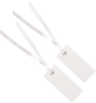 Santex Cadeaulabels met lintje - set 24x stuks - wit - 3 x 7 cm - naam tags