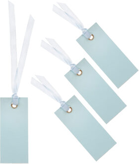 Santex cadeaulabels met lintje - set 48x stuks - licht blauw - 3 x 7 cm - naam tags - Cadeauversiering