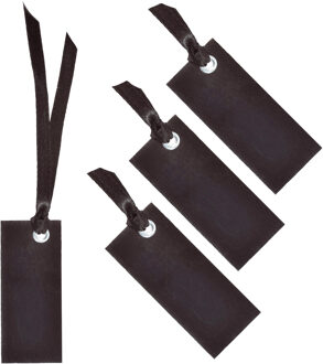 Santex cadeaulabels met lintje - set 48x stuks - zwart - 3 x 7 cm - naam tags - Cadeauversiering