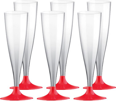 Santex Champagneglazen - 100x - plastic - 140 ml - rood - herbruikbaar - Champagneglazen