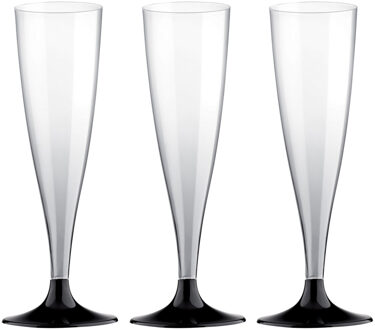 Santex Champagneglazen - 10x - plastic - 140 ml - zwart - herbruikbaar