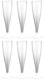 Santex Champagneglazen - 30x - plastic - 140 ml - wit - herbruikbaar
