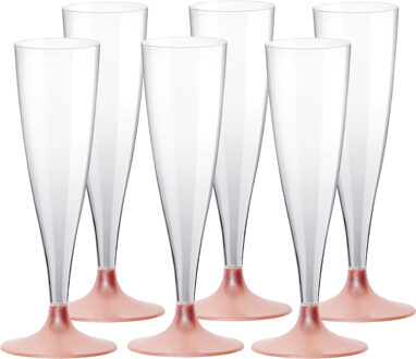 Santex Champagneglazen - 50x - plastic - 140 ml - rose goud - herbruikbaar