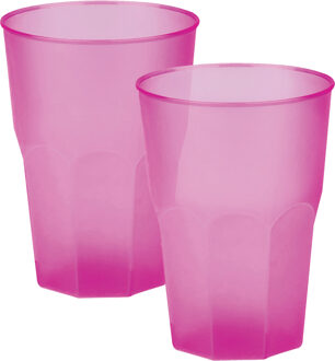 Santex Drinkglazen frosted - fuchsia roze - 12x - 300 ml - onbreekbaar kunststof - Feest/cocktailglas