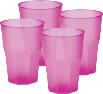 Santex Drinkglazen frosted - fuchsia roze - 24x - 300 ml - onbreekbaar kunststof - Feest/cocktailglas