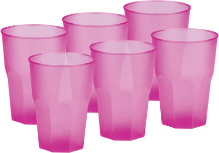 Santex Drinkglazen frosted - fuchsia roze - 36x - 300 ml - onbreekbaar kunststof - Feest/cocktailglas