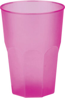 Santex Drinkglazen frosted - fuchsia roze - 6x - 420 ml - onbreekbaar kunststof - Feest/cocktailglas