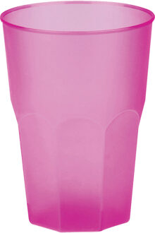 Santex drinkglazen frosted - fuchsia rozeA - 6xA - 420 ml - onbreekbaar kunststof - Cocktailglazen - Drinkglazen