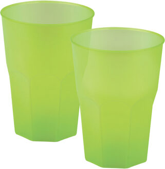 Santex drinkglazen frosted - groen - 12x - 420 ml - onbreekbaar kunststof - Cocktailglazen - Drinkglazen