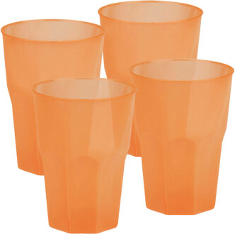 Santex Drinkglazen frosted - oranje - 24x - 300 ml - onbreekbaar kunststof - Feest/cocktailbekers