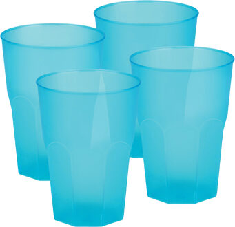 Santex Drinkglazen frosted - turquoise - 24x - 300 ml - onbreekbaar kunststof - Feest/cocktailbekers