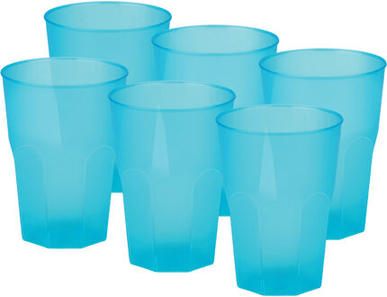 Santex Drinkglazen frosted - turquoise - 36x - 300 ml - onbreekbaar kunststof - Feest/cocktailbekers