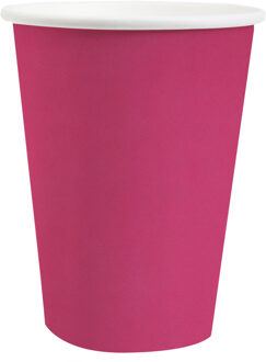Santex feest bekertjes - 10x - fuchsia roze - karton - 270 ml - Feestbekertjes