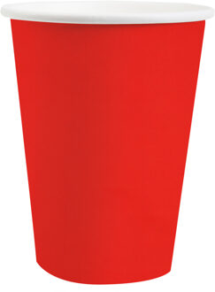 Santex feest bekertjes - 10x - rood - papier/karton - 270 ml - Feestbekertjes