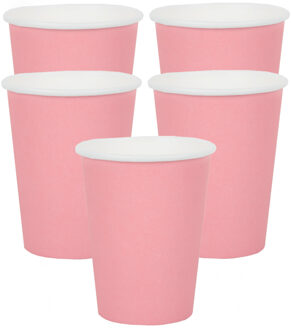 Santex feest bekertjes - 20x - roze - papier/karton - 270 ml - Feestbekertjes