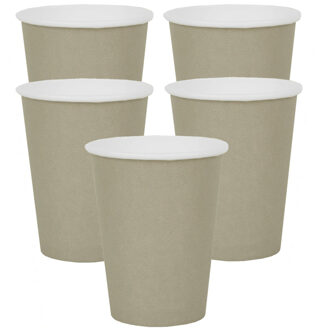 Santex feest bekertjes - 20x - taupe - papier/karton - 270 ml - Feestbekertjes