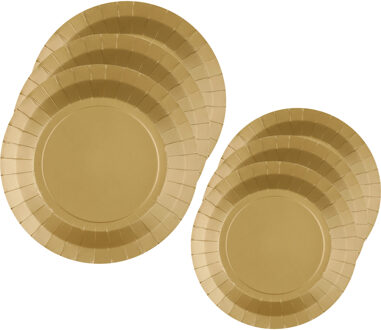 Santex Feest borden set - 20x stuks - goud - 17 cm en 22 cm - Feestbordjes Goudkleurig