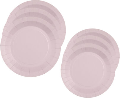 Santex Feest borden set - 20x stuks - lichtroze - 17 cm en 22 cm - Feestbordjes