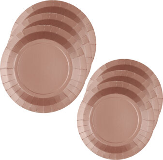 Santex Feest borden set - 20x stuks - rose goud - 17 cm en 22 cm - Feestbordjes Goudkleurig
