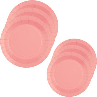 Santex Feest borden set - 40x stuks - roze - 17 cm en 22 cm - Feestbordjes