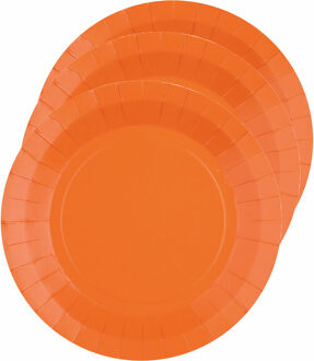 Santex Feest bordjes - 10x stuks - oranje - karton - 22 cm - rond