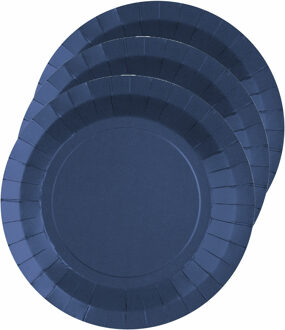 Santex feest bordjes rond kobalt blauw - karton - 10x stuks - 22 cm - Feestbordjes