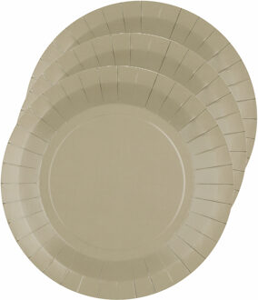 Santex feest bordjes rond taupe - karton - 10x stuks - 22 cm - Feestbordjes