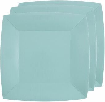 Santex feest gebak/taart bordjes - lichtblauw - 10x stuks - karton - 18 cm - Feestbordjes