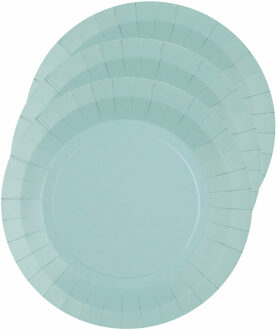 Santex Feest gebaksbordjes - lichtblauw - 10x - karton - 17 cm - rond - kartonnen feestbordjes