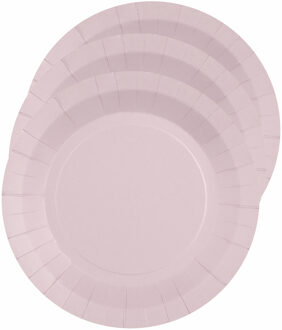 Santex Feest gebaksbordjes - lichtroze - 10x - karton - 17 cm - rond - kartonnen feestbordjes