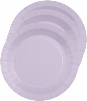 Santex Feest gebaksbordjes - lila paars - 20x - karton - 17 cm - rond - kartonnen feestbordjes