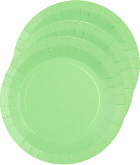 Santex Feest gebaksbordjes - mintgroen - 10x - karton - 17 cm - rond - kartonnen feestbordjes