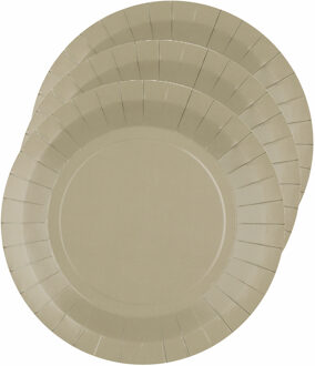 Santex Feest gebaksbordjes - taupe - 20x - karton - 17 cm - rond - kartonnen feestbordjes