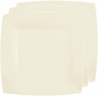 Santex Feest gebaksbordjes - wit - 10x - karton - 18 cm - vierkant - kartonnen feestbordjes Creme