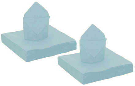 Santex Feest servetten - 100x stuks - lichtblauw - 40 x 40 cm - papier