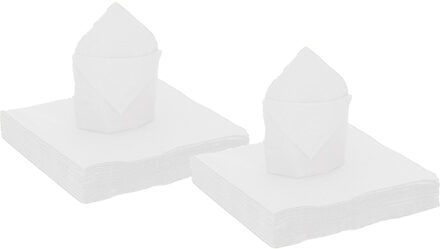 Santex Feest servetten - 100x stuks - wit - 40 x 40 cm - papier
