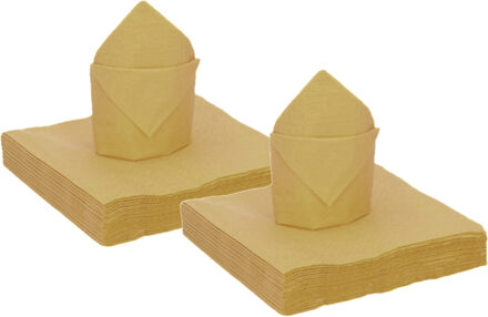Santex Feest servetten - 40x stuks - goud - 40 x 40 cm - papier